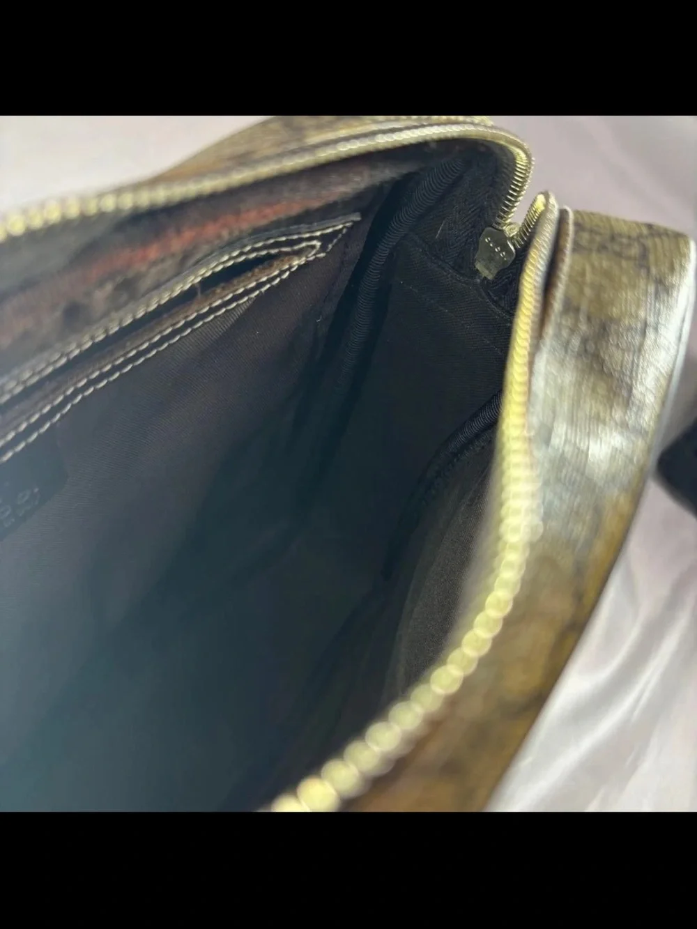 Gucci Brown/Tan Monogram Messenger Bag